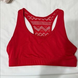 Zyia Crimson Red Lace Racerback Bomber Sports Bra